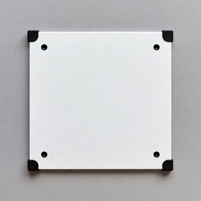 White square sign on gray background