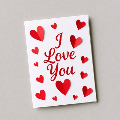 I Love You Card with Red Hearts