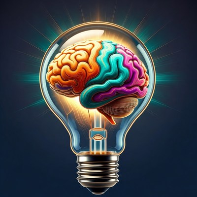 Colorful Brain in Lightbulb