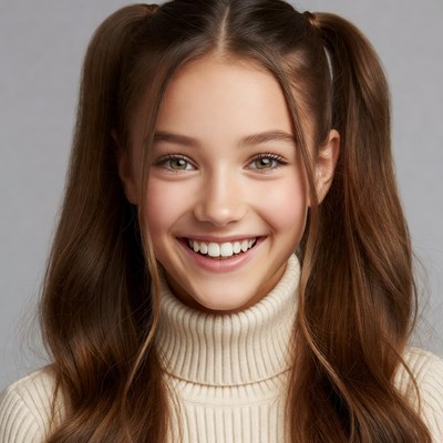 Girl smiling with pigtails