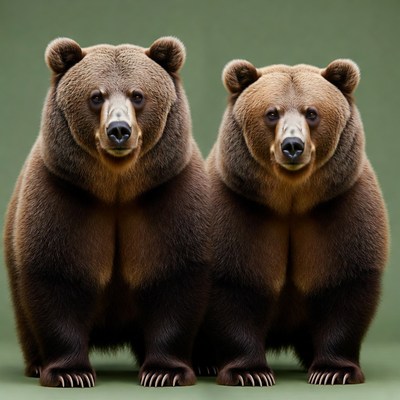 Two Brown Bears Standing Together