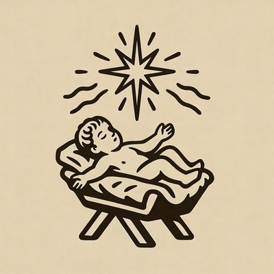 Sleeping Baby Jesus in Manger