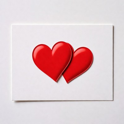 Two Red Hearts on White Card