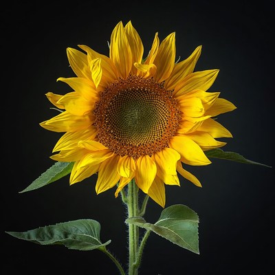 Sunflower on black background