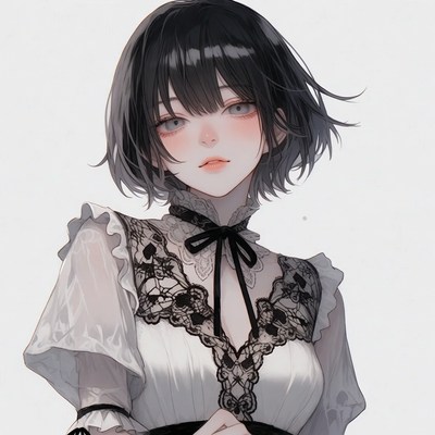 Anime girl in lace dress