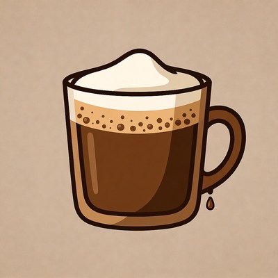 Cappuccino with foam in glass cup