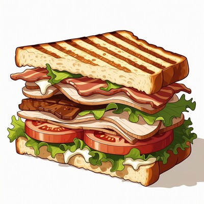 Stacked BLT Sandwich Illustration