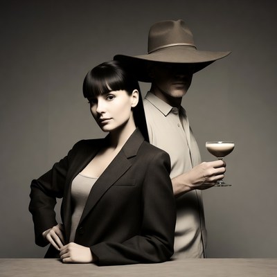 Woman and man in fedora holding cocktail