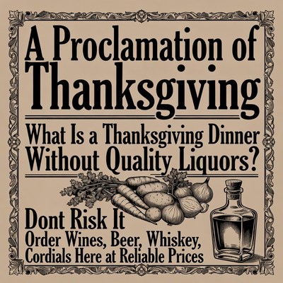 Vintage Thanksgiving Liquor Proclamation Poster