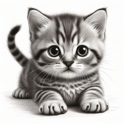Cute tabby kitten illustration