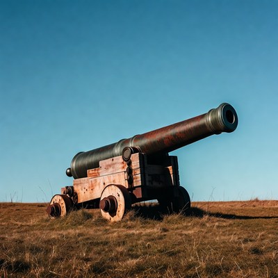 Rusty Cannon on Wooden Carriage