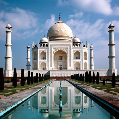 Taj Mahal reflected in pool