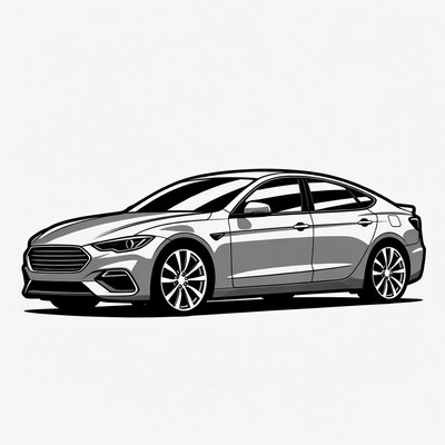 Silver Sedan Car Illustration