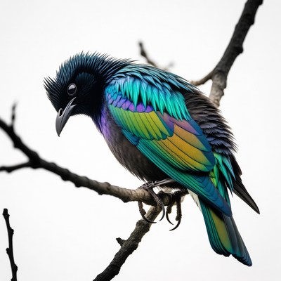 Colorful Greater Racket-tailed Drongo on branch
