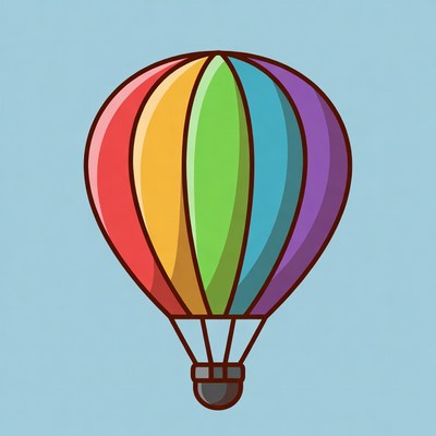 Rainbow Hot Air Balloon Illustration