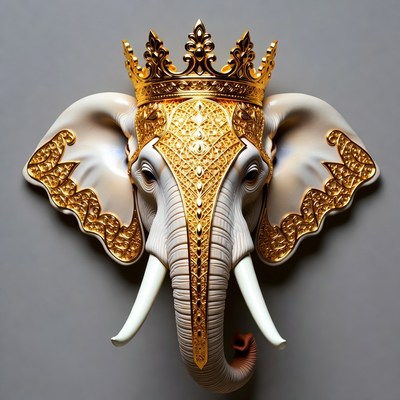 Golden Crowned Elephant Head