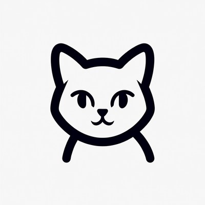 Cute black outline cat face