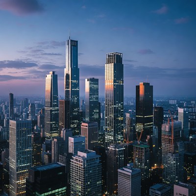 Skyscrapers at Sunset Cityscape