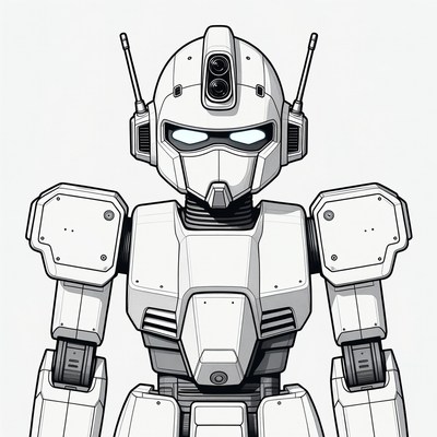 White Anime Robot Front View