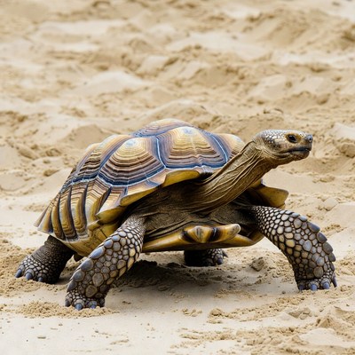 Radiated Tortoise on Sandy Beach