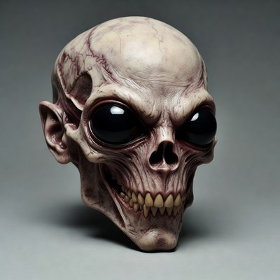 Alien Skull with Large Black Eyes