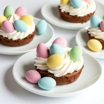 Chocolate Cupcakes with Colorful Easter Eggs
