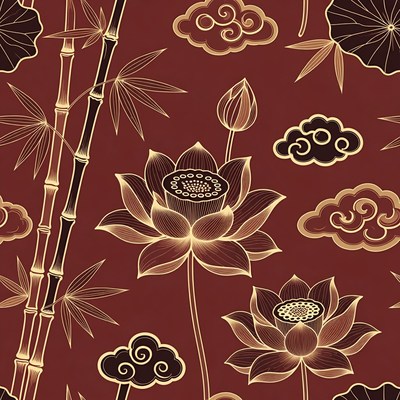 Chinese Lotus Bamboo Pattern