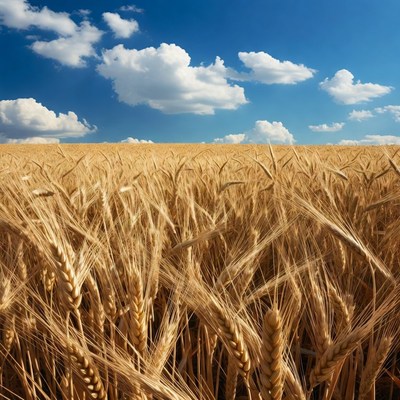 Golden Wheat Field Under Blue Sky