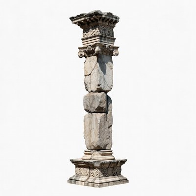 Ancient Stone Column Isolated