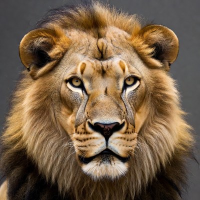 Lion with intense yellow eyes