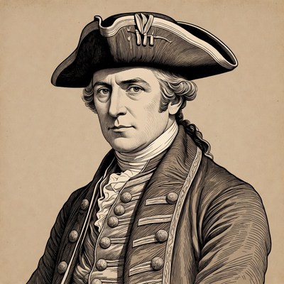 Man in tricorn hat and colonial coat