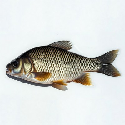 Crucian carp on white background