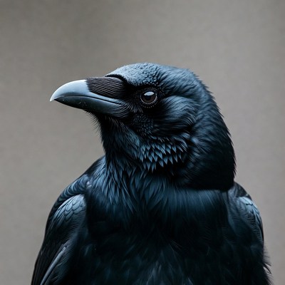 Closeup of black raven portrait