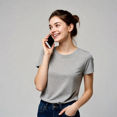 Young woman smiling on phone call