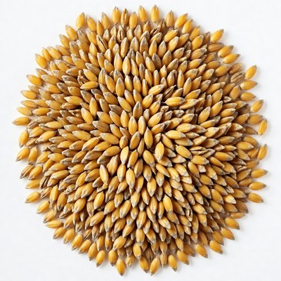 Circular pile of corn kernels