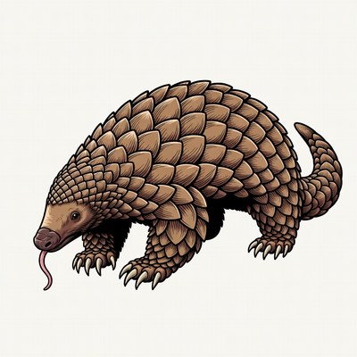 Pangolin sticking out tongue