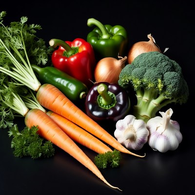 Fresh vegetables on black background