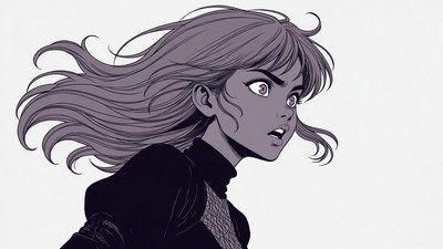 Anime girl with flowing hair