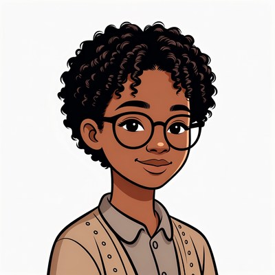 Smiling African-American girl with glasses