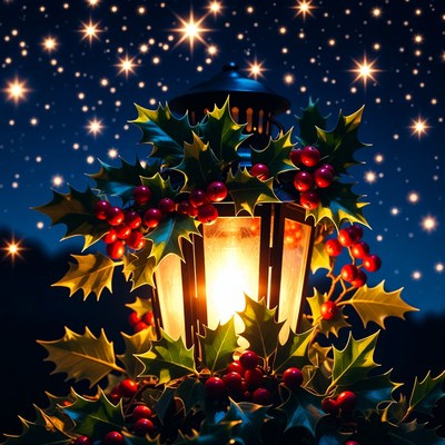 Holly Lantern with Stars