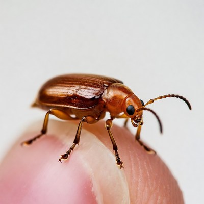 Red Beetle on Pink Fingernail