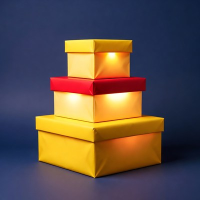 Stacked Gift Boxes on Blue Background