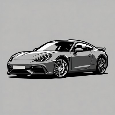Gray Porsche 718 Cayman GT4 Illustration