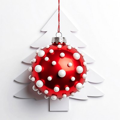 Red Ornament Hanging on White Christmas Tree