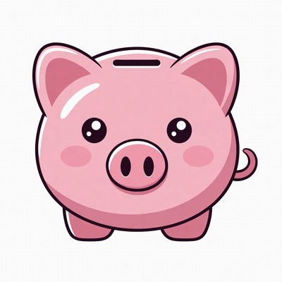 Cute Pink Piggy Bank Illustration