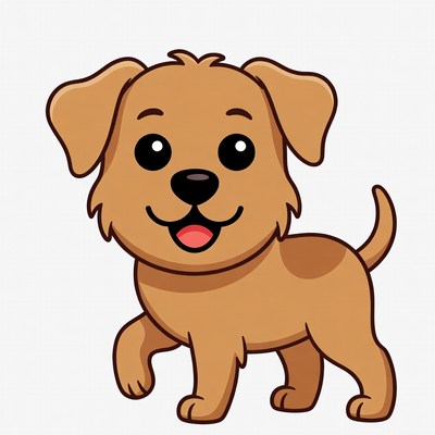 Cute cartoon puppy walking