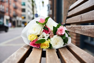 Colorful Bouquet on Urban Bench