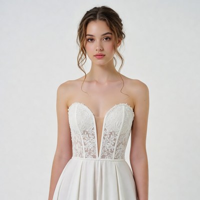Woman in white lace wedding dress
