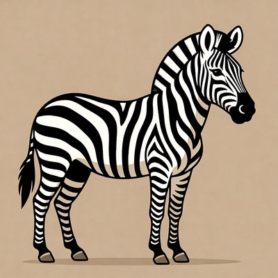 Zebra standing on isolated background