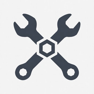 Crossed Wrenches on Hex Nut Icon